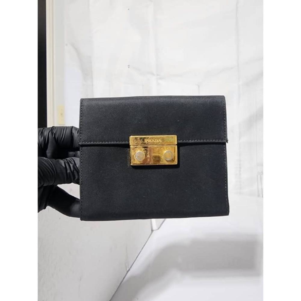 Authentic Prada Nylon Compact Wallet Black